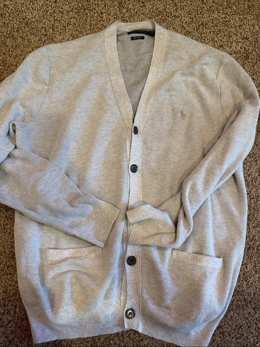 Polo by Ralph Lauren Men's Light Beige V-Neck Cardigan